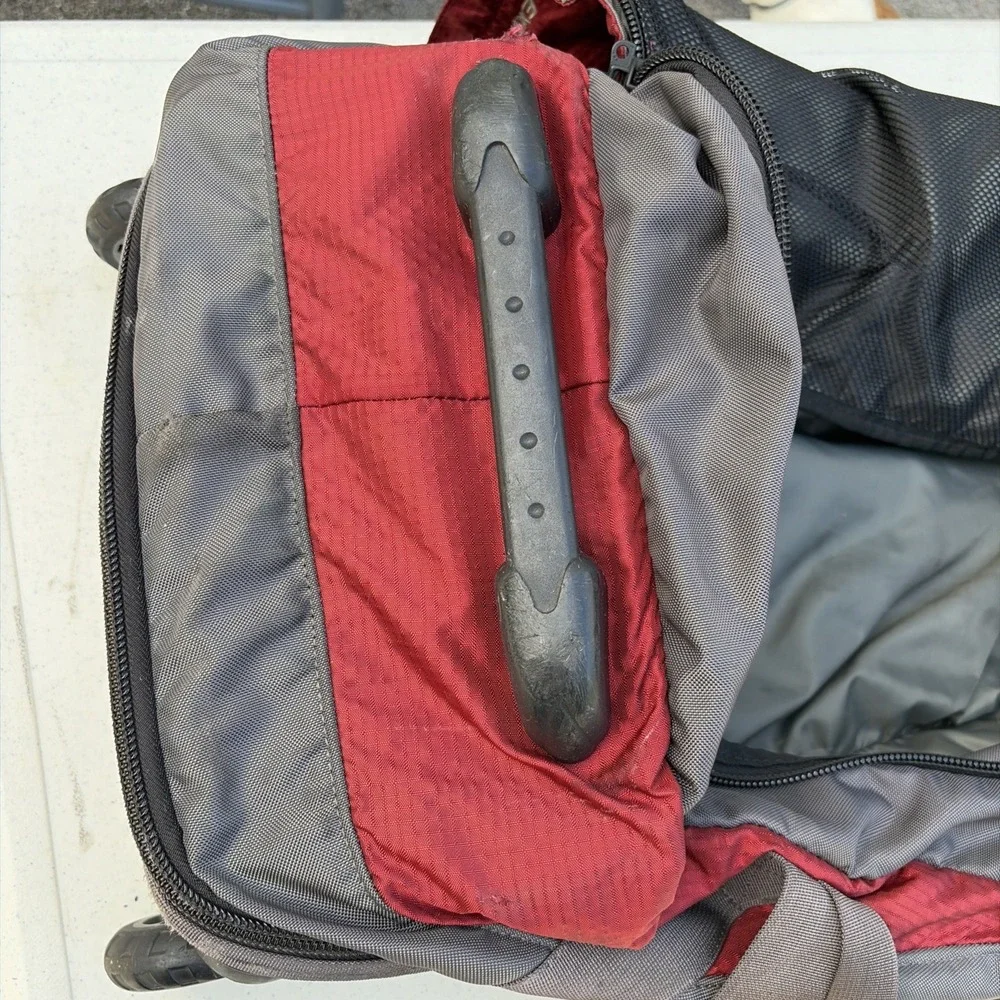 Eddie Bauer Expedition 26 Rolling Duffel Bag Suitcase Red Gray
